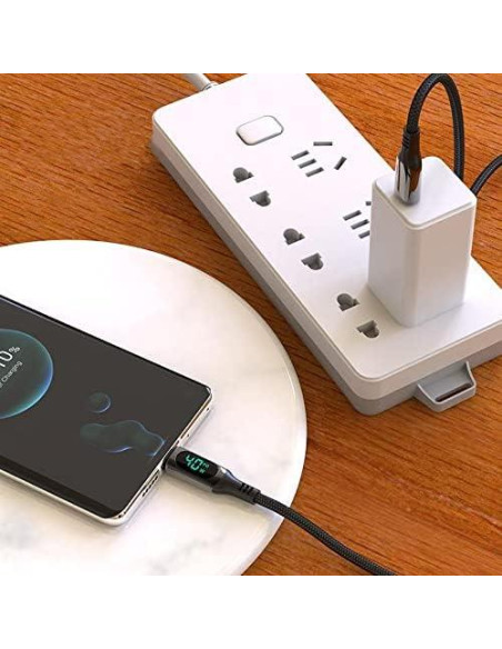 Cable BoxWave USB-C a USB-C 100W con pantalla LED 1.8m