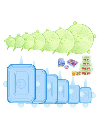 Tapas de Silicona Estirables ONEGOL - Paquete de 12, 6 Tamaños