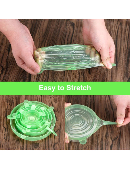 Tapas de Silicona Estirables ONEGOL - Paquete de 12, 6 Tamaños Tapas de Silicona Estirables ONEGOL - Paquete de 12, 6 Tamaños