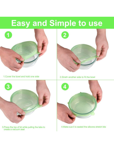 Tapas de Silicona Estirables ONEGOL - Paquete de 12, 6 Tamaños Tapas de Silicona Estirables ONEGOL - Paquete de 12, 6 Tamaños