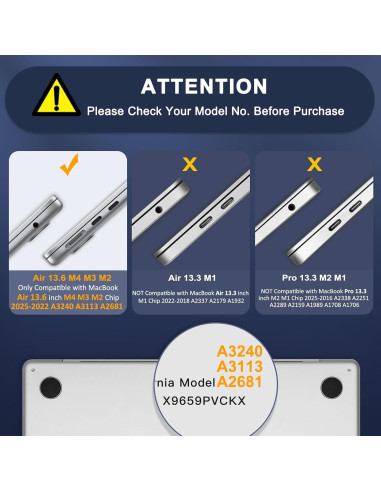 Funda Dura Mosiso para MacBook Air 13.6 Rosa 2025-2022