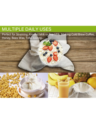 Paños de Queso Olicity 20x20 cm, 100% Algodón Orgánico - 2 Piezas