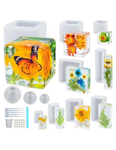 Molde de Resina Epóxica Dacies 12 PCS 10.16 cm Cubo Esférico