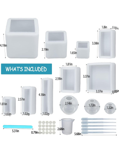 Molde de Resina Epóxica Dacies 12 PCS 10.16 cm Cubo Esférico