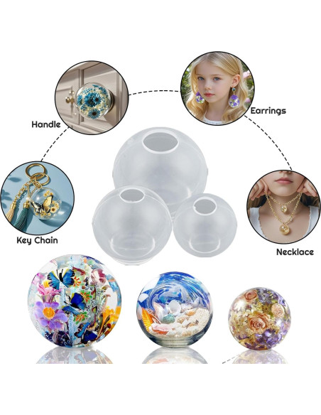 Molde de Resina Epóxica Dacies 12 PCS 10.16 cm Cubo Esférico