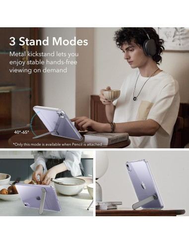 Funda ESR para iPad Mini 7/6 Transparente con Soporte