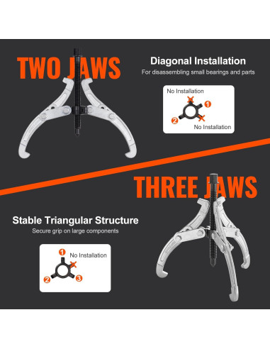 Juego de Extractores VEVOR 4 Piezas 3-8 cm Garras Reversibles