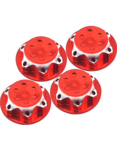 4 Cubiertas de Hub de Rueda Vgoohobby 17mm Aluminio Rojo