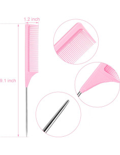 3 Peines de Cola de Rata Leinuosen 23 cm Fibra de Carbono Rosa 2