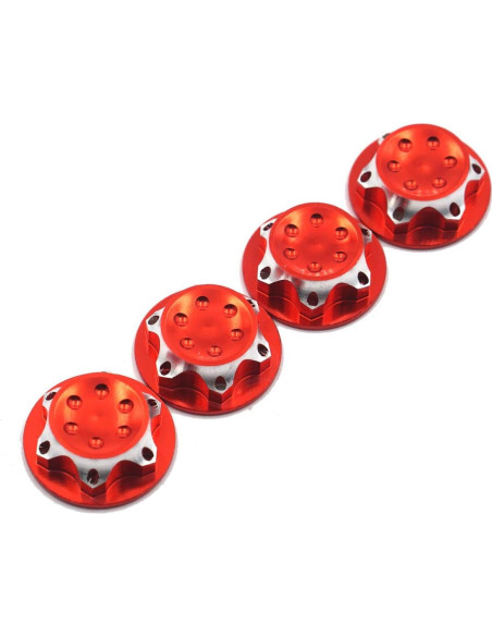 4 Cubiertas de Hub de Rueda Vgoohobby 17mm Aluminio Rojo