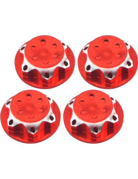 4 Cubiertas de Hub de Rueda Vgoohobby 17mm Aluminio Rojo