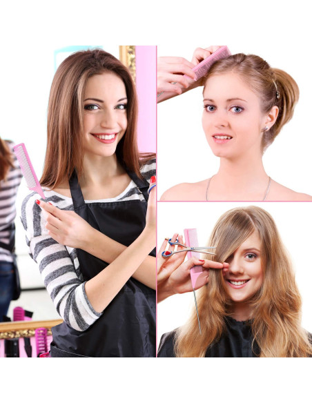 3 Peines de Cola de Rata Leinuosen 23 cm Fibra de Carbono Rosa