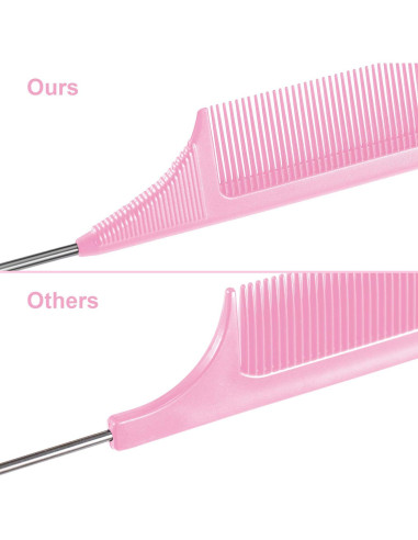 3 Peines de Cola de Rata Leinuosen 23 cm Fibra de Carbono Rosa