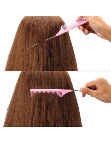 3 Peines de Cola de Rata Leinuosen 23 cm Fibra de Carbono Rosa