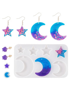 Moldes de Silicona Cheriswelry para Resina Luna y Estrella