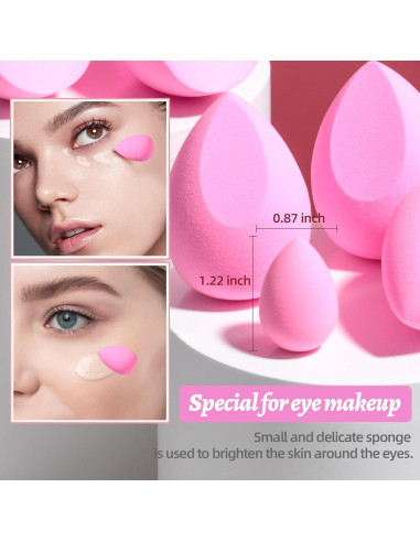 Juego de Esponjas de Maquillaje BS-MALL 7 Pcs Rosa Veganas