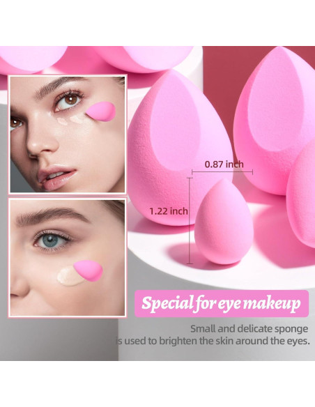 Juego de Esponjas de Maquillaje BS-MALL 7 Pcs Rosa Veganas