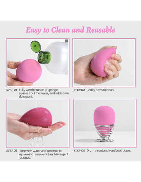 Juego de Esponjas de Maquillaje BS-MALL 7 Pcs Rosa Veganas