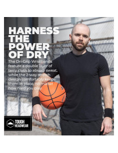 Banda de Sudor para Muñeca Tough Headwear - Negra, Talla Única 2