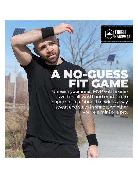 Banda de Sudor para Muñeca Tough Headwear - Negra, Talla Única