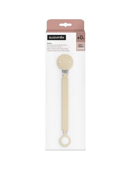 Clip de Chupete Suavinex Wonder Silicona Gris Tapa Blanca