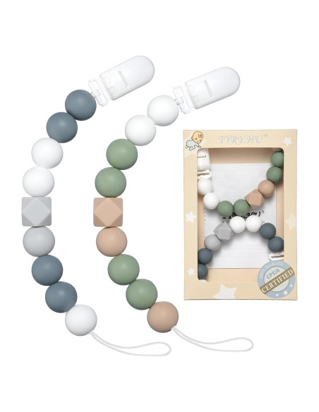 Clip de Chupete Soothie 2 Pack Gris Verde para Bebé