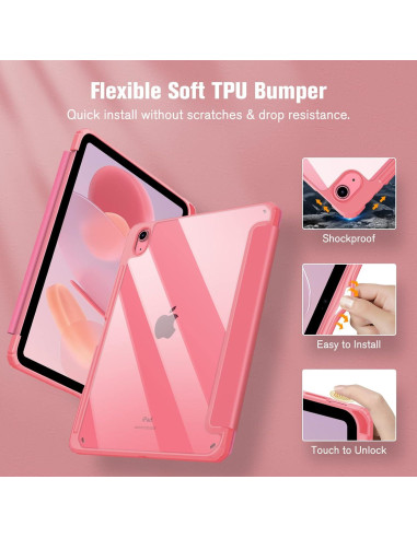 Funda Híbrida Slim Fintie para iPad 11 y 10.9 Pulgadas Rosa
