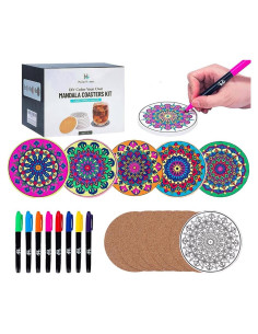 Kit de Posavasos Mandalas DIY Hula Home - 8 Cerámicos con Marcadores