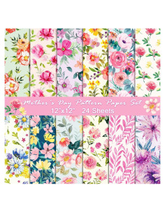 Conjunto de Papel de Patrón Sorkwo para el Día de la Madre 24 Hojas 30.48x30.48cm