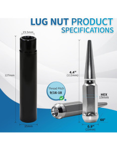 Tuercas de Rueda LUJIANI 9/16"-18 Plateadas 32 PCS 2