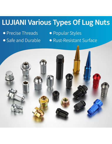 Tuercas de Rueda LUJIANI 9/16"-18 Plateadas 32 PCS