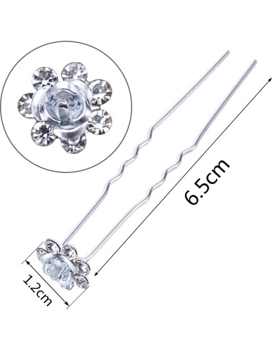 Pinzas de Pelo Cristal Flor Rosa eBoot - 40 Piezas con Bolsa