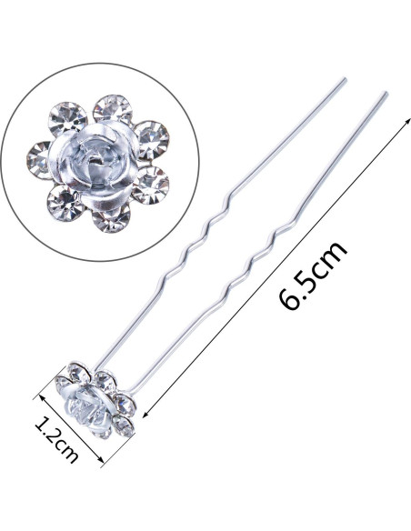 Pinzas de Pelo Cristal Flor Rosa eBoot - 40 Piezas con Bolsa