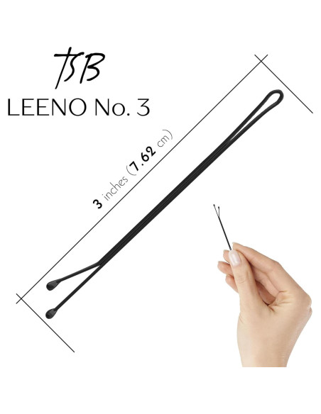Juego de 30 Horquillas Negras TSB Leeno No.3 - 7.62 cm, Antideslizantes Juego de 30 Horquillas Negras TSB Leeno No.3 - 7.62 cm, Antideslizantes
