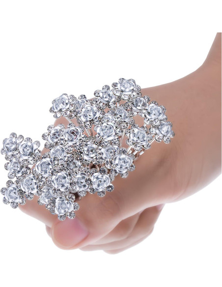 Pinzas de Pelo Cristal Flor Rosa eBoot - 40 Piezas con Bolsa