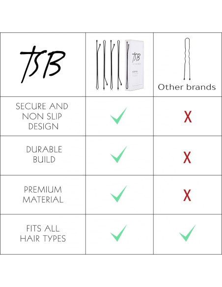 Juego de 30 Horquillas Negras TSB Leeno No.3 - 7.62 cm, Antideslizantes Juego de 30 Horquillas Negras TSB Leeno No.3 - 7.62 cm, Antideslizantes