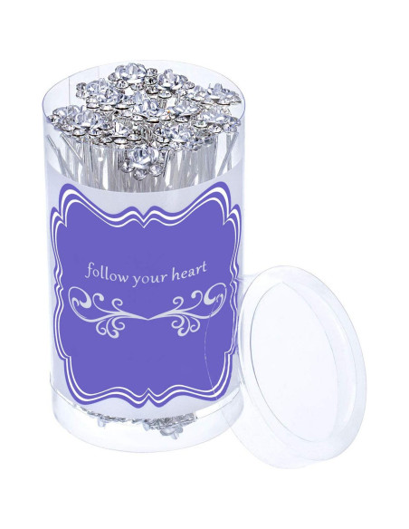 Pinzas de Pelo Cristal Flor Rosa eBoot - 40 Piezas con Bolsa