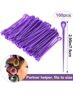 100 Piezas Cepillos Rodillos de Cabello Pndeyo - Color Púrpura 2