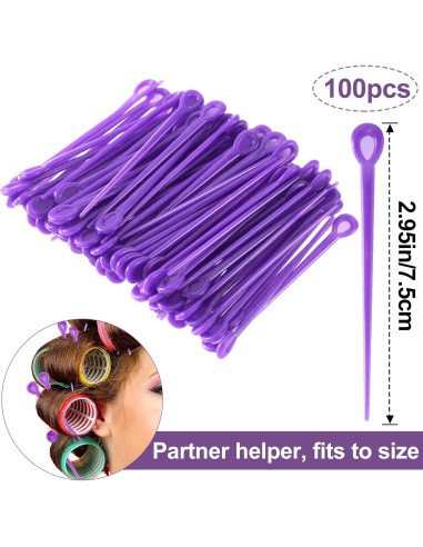 100 Piezas Cepillos Rodillos de Cabello Pndeyo - Color Púrpura