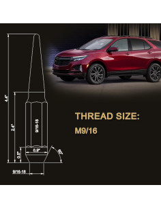 Bloqueos de Rueda YYHHZZ 9/16 Cromo - Juego Completo 4 Tuercas 2
