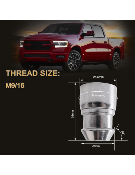 Bloqueos de Rueda YYHHZZ 9/16 Cromo - Juego Completo 4 Tuercas