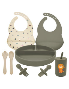 Juego de Alimentación para Bebés Little Rawr - 8 Piezas Silicona