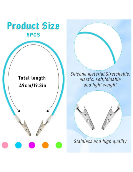 5 Clips de Babero Dental Psyqtsuary Multicolor de Silicona