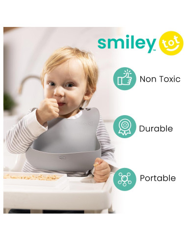 Babero de Silicona SmileyTot Rosa | Impermeable y Ajustable