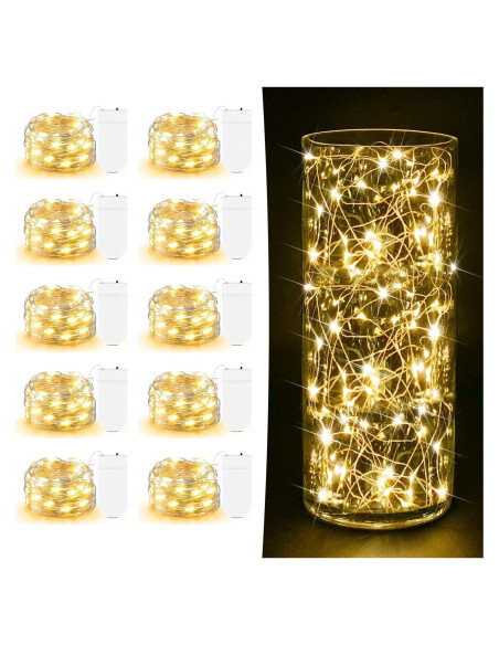 Paquete de 10 Luces de Hadas LED AOZOPE 2.13m Blanco Cálido