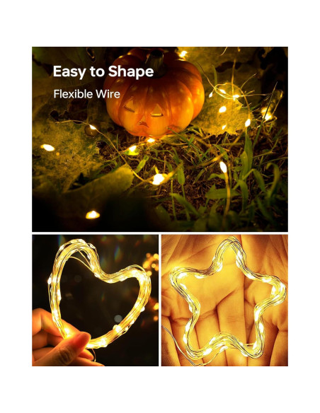 Paquete de 10 Luces de Hadas LED AOZOPE 2.13m Blanco Cálido