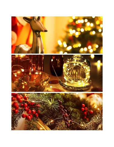 Paquete de 10 Luces de Hadas LED AOZOPE 2.13m Blanco Cálido