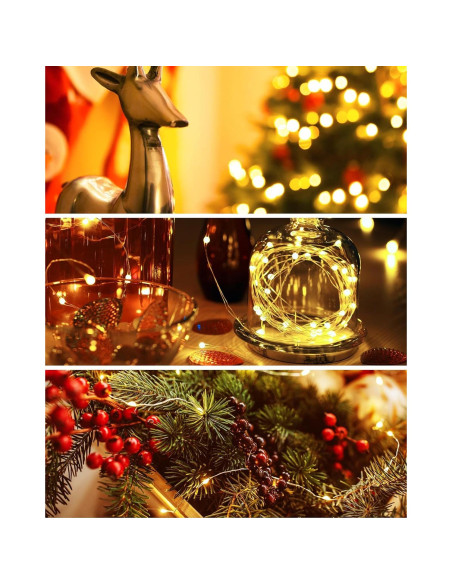 Paquete de 10 Luces de Hadas LED AOZOPE 2.13m Blanco Cálido