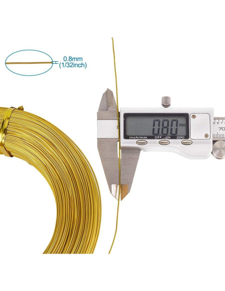 Alambre de Aluminio Dorado 298.7m 20 Calibre 0.8mm Cheriswelry