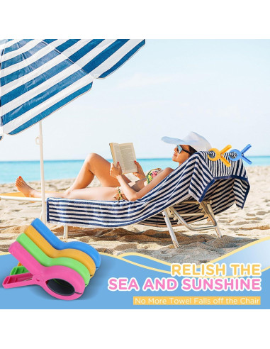 12 Clips para Toallas de Playa Gomedi 9.4 cm Alta Resistencia